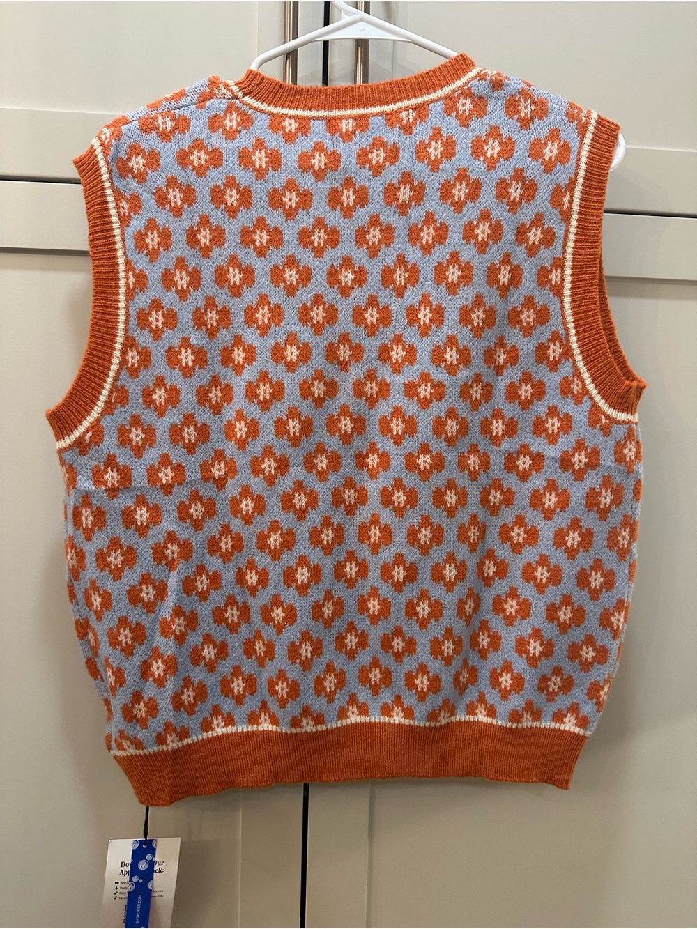 Cider Orange Floral Knit Sweater Vest- Womens L - Picture 5 of 5